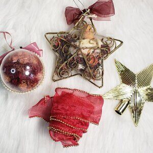 LOT Vintage Romantic Cottagecore coquette Bundle Dark Red Gold Pink multi Kitsch